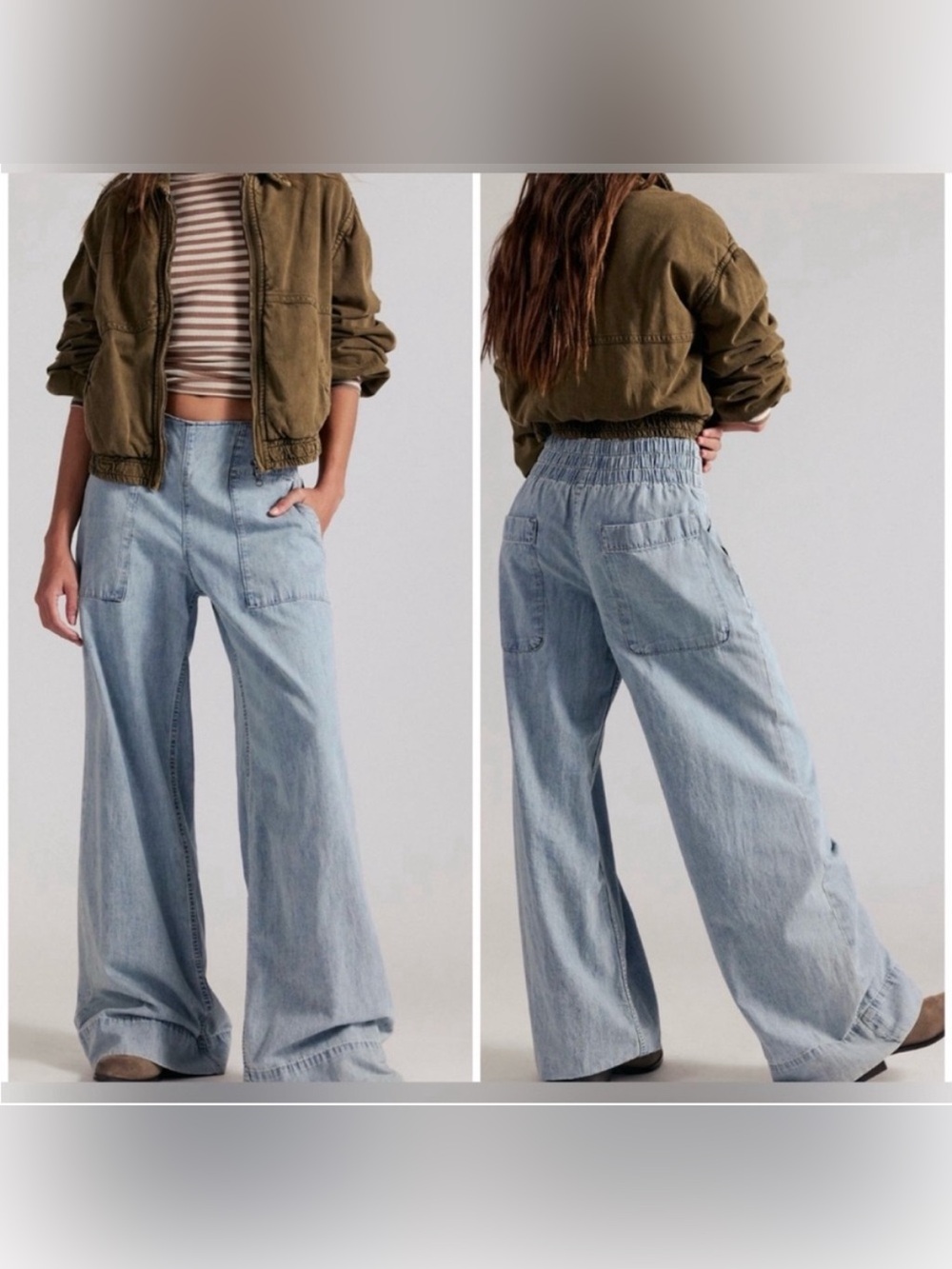 NWT Free People We The Free Breezy Denim Pull-On Jeans - dusk light blue Medium